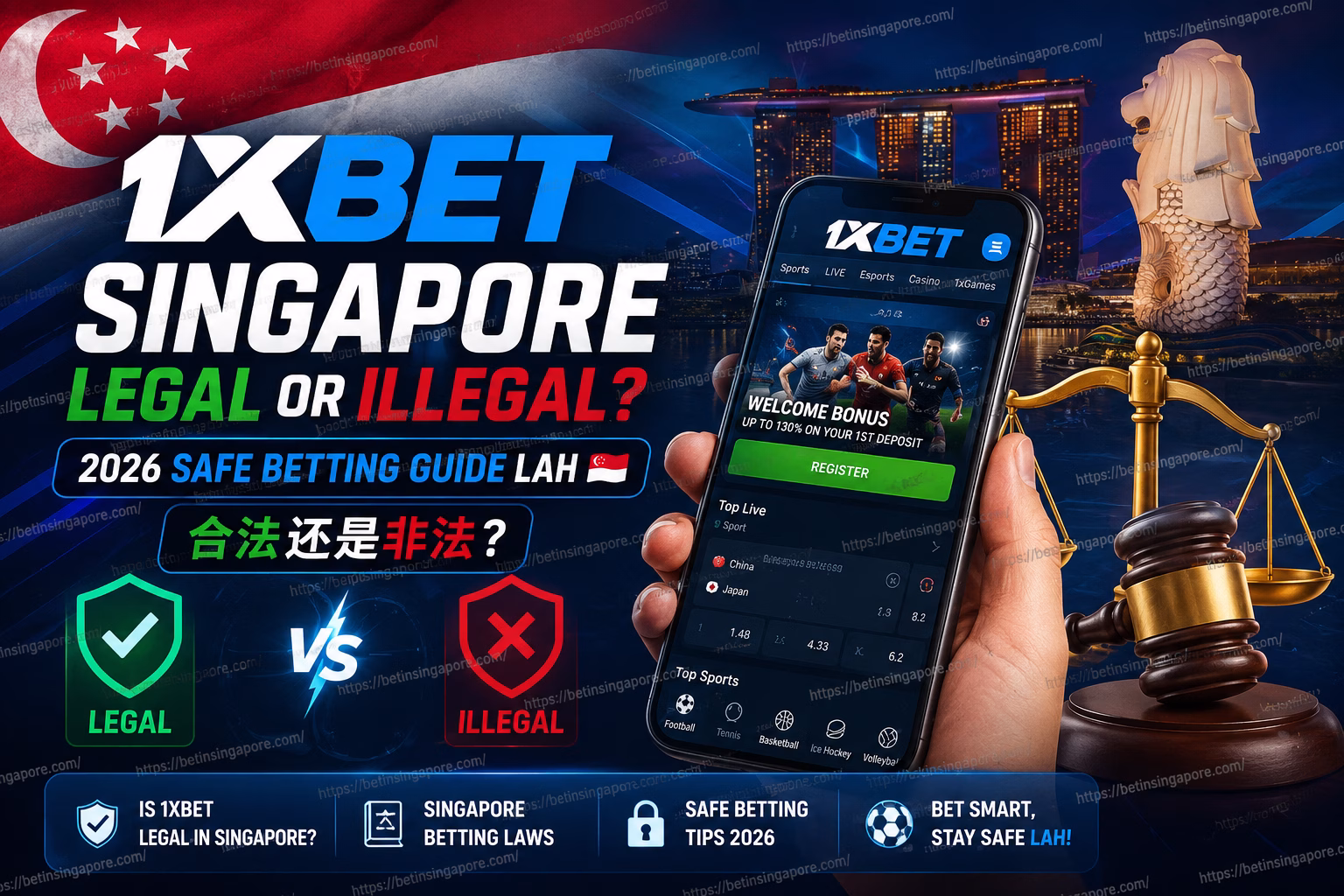 1xBet Singapore Legal or Illegal? 2026 Safe Betting Guide Lah 合法还是非法?